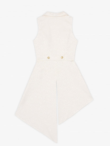 Ivory Asymmetric Split-Tail Waistcoat with Ornate Pin Closure - DevilInspired Exclusive Collection
