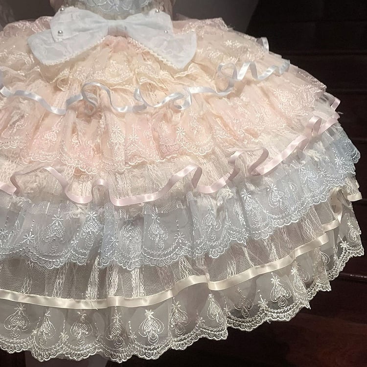 Lolita Multi-Layered Hime Dress Bows with and Pastel Ribbons Rainbow Hanayome