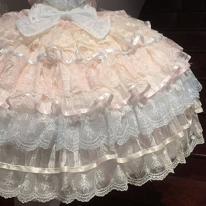 Lolita Multi-Layered Hime Dress Bows with and Pastel Ribbons Rainbow Hanayome