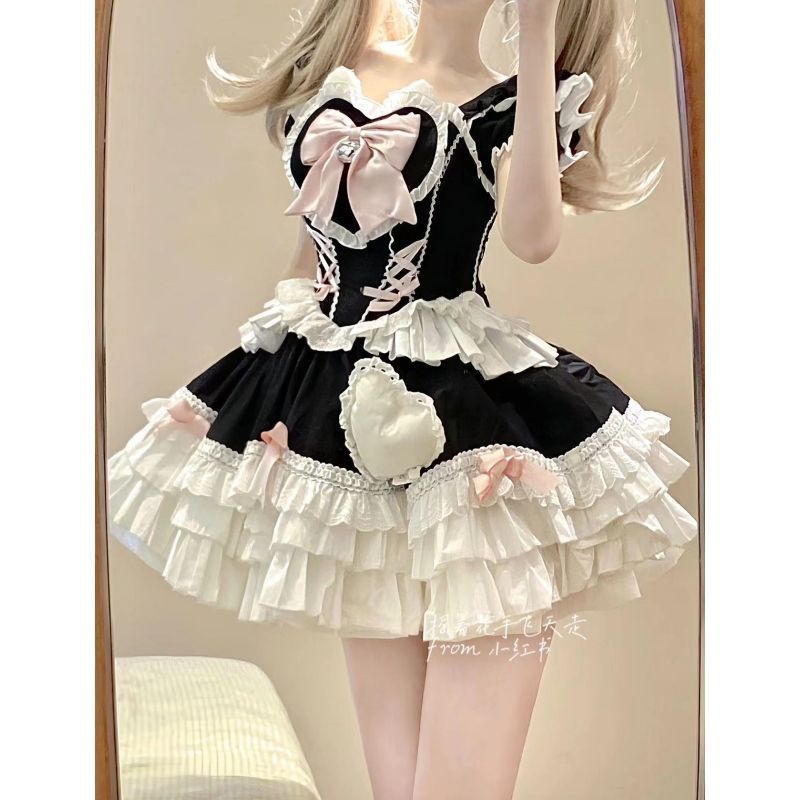 Lolita French Sweet Floral Puff Dress – Summer Princess Gown