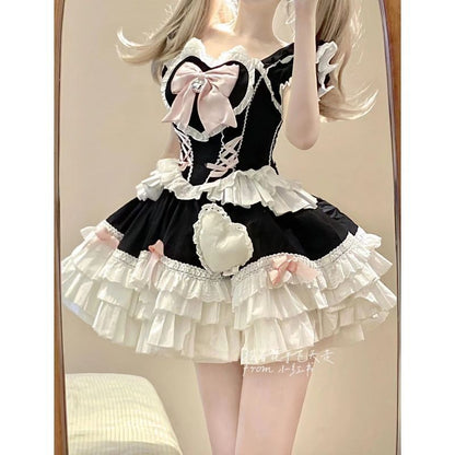 Lolita French Sweet Floral Puff Dress – Summer Princess Gown