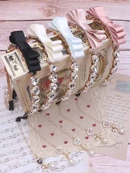 Charms Jirai Rhinestone KC Chain Pearl With 5 Bowknot Options Kei Color