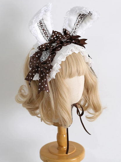 7-Color Lolita Dot Bunny Ear Design) (Polka Lace Fluffy Hairbands