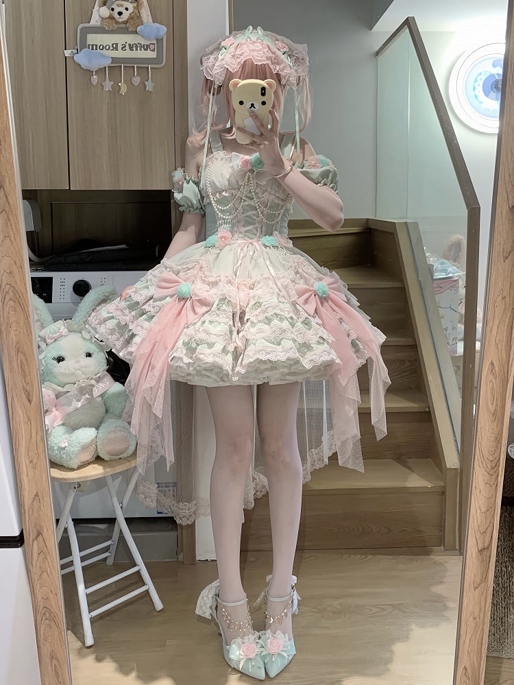 Jumper Pink Green Dress Skirt and Lolita Princess Flower Hanayome Fairy