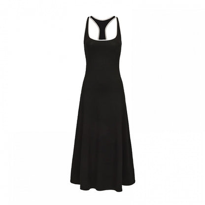 Black Backless Sleeveless Dress Slim-Fitting Knitted