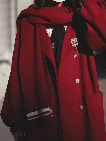 Scarf with Embroidery Red/White Letter