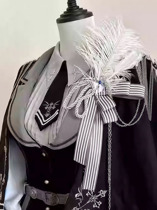 White Decoration and Feather Brooch Cross