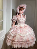 Ruffle Hime with Multi-Layered Lolita Pink Accents Puffy Rose Dress