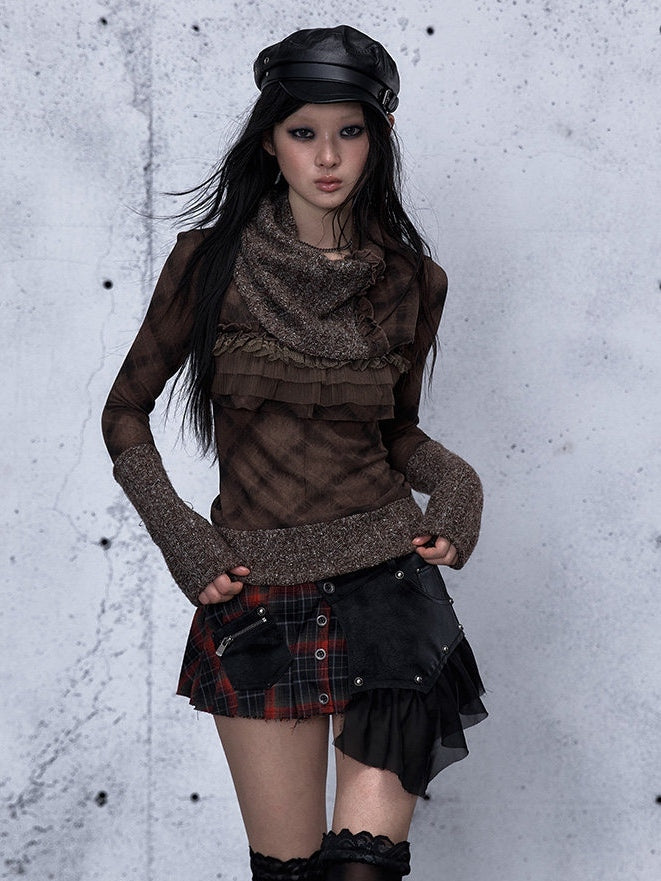Punk Ruffled Mini Red Detachable Plaid Front Panel - Rock Skirt Black