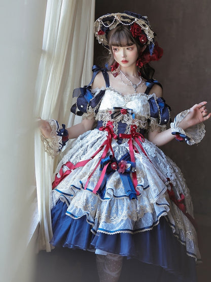 and Bowknot Red Cuffs Flower Wrist White Snow Blue Dark Vibes