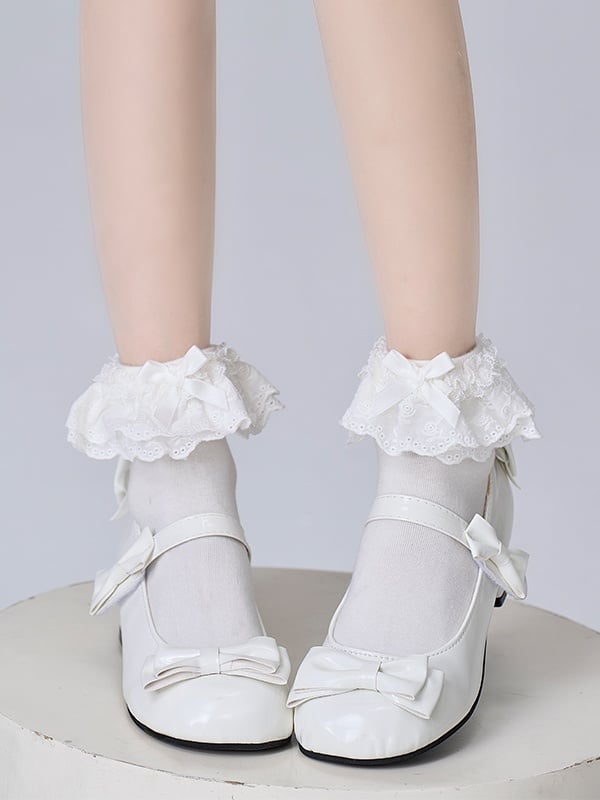 Lolita Lace Socks Ruffled White Cute