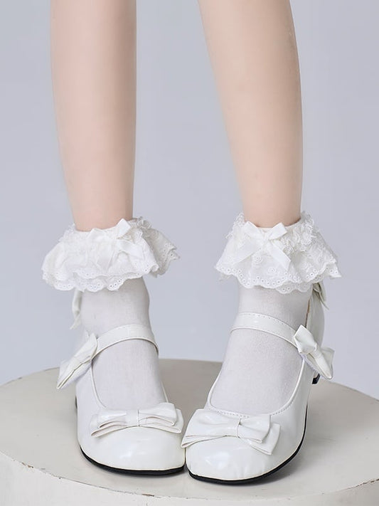 Lolita Lace Socks Ruffled White Cute
