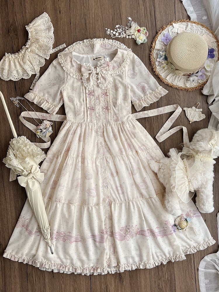 Pink Floral Lamb Print Casual Dress - Miss Point