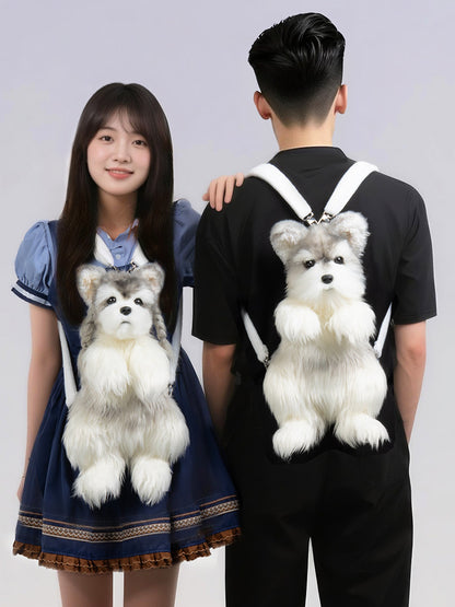 Dog Options 2 Plush Backpack/Crossbody Realistic Bag