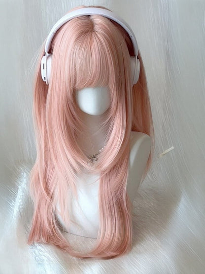 Pink 65cm Straight Wig with Full Bangs - Sleepy Fish