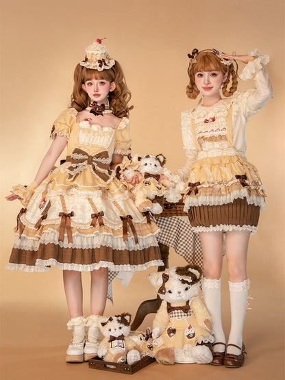 Strawberry Overall Lolita Embroidery Bodice Yellow Hem Sweet Cake Skirt Cupcake