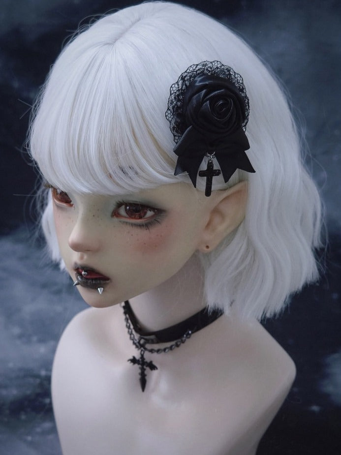 Gothic Hairclip with Black Rose Lace - Strange Sugar