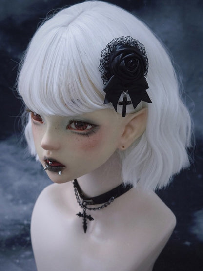 Gothic Hairclip with Black Rose Lace - Strange Sugar