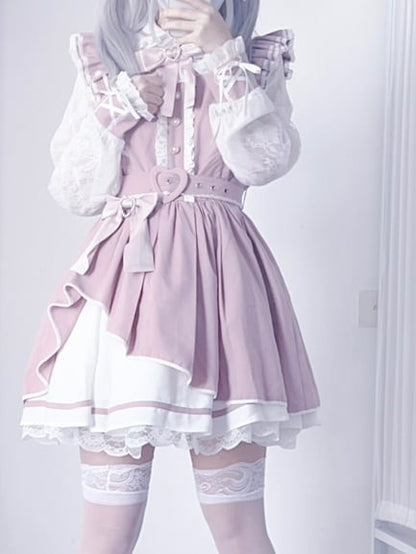 装飾ディテール 蝶結び ハート ジライケイ ラインストーン ピンク ホワイト