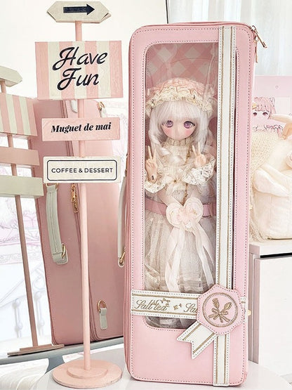 Pink White Sweet Embroidered BJD Bag - Salt Tea