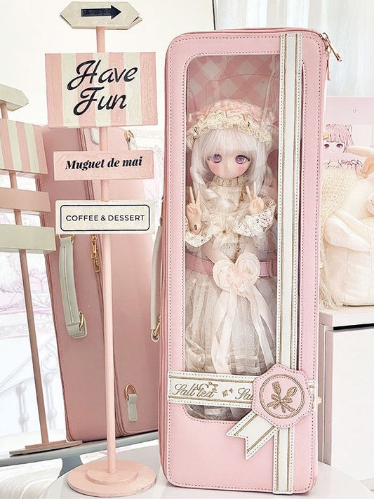 Pink White Sweet Embroidered BJD Bag - Salt Tea