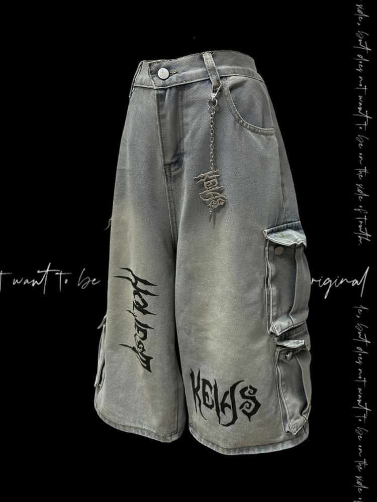 mit Jeans Free Hellblauer Punk Rock Weitbein Cargo Charm