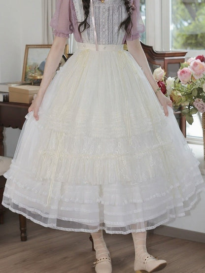 Elegant Lace Trim Tiered Underskirt - Tiny Garden
