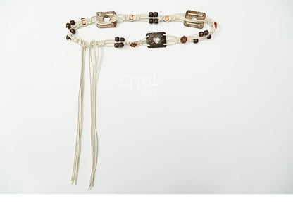 ボヘミアングリーンVネックタッセルヘムトップス（ベルト付き）