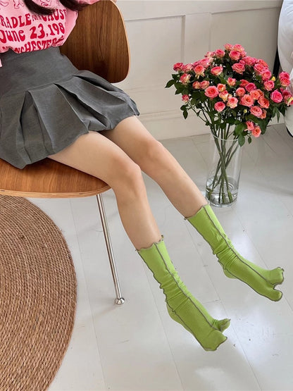 Toe-Separated Socks Pattern Stripe Colors Vertical Calf 7