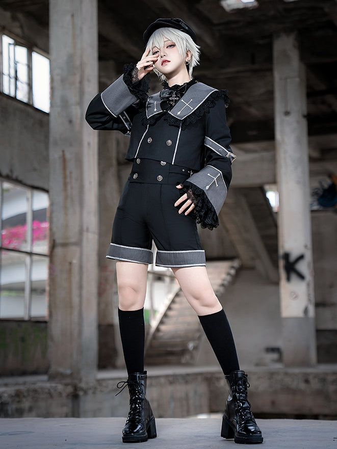 Shorts Straight-leg Black Ouji Waist Lolita High