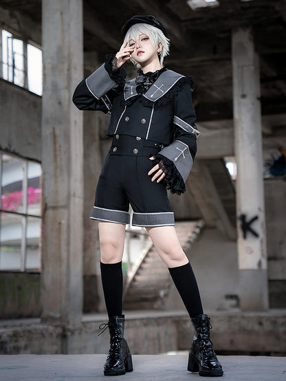 Shorts Straight-leg Black Ouji Waist Lolita High