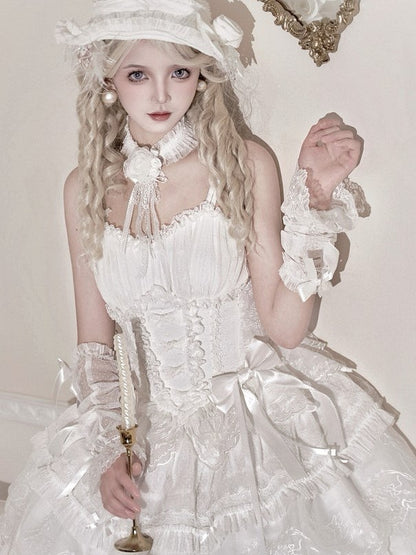 Lace Bow Lolita Wrist Cuffs Elegant 6 Colors - Moon River