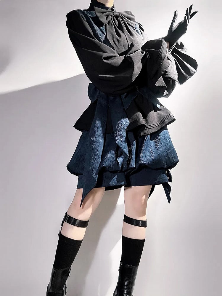 Shorts Jacquard Knickerbocker Lolita Blau Ouji