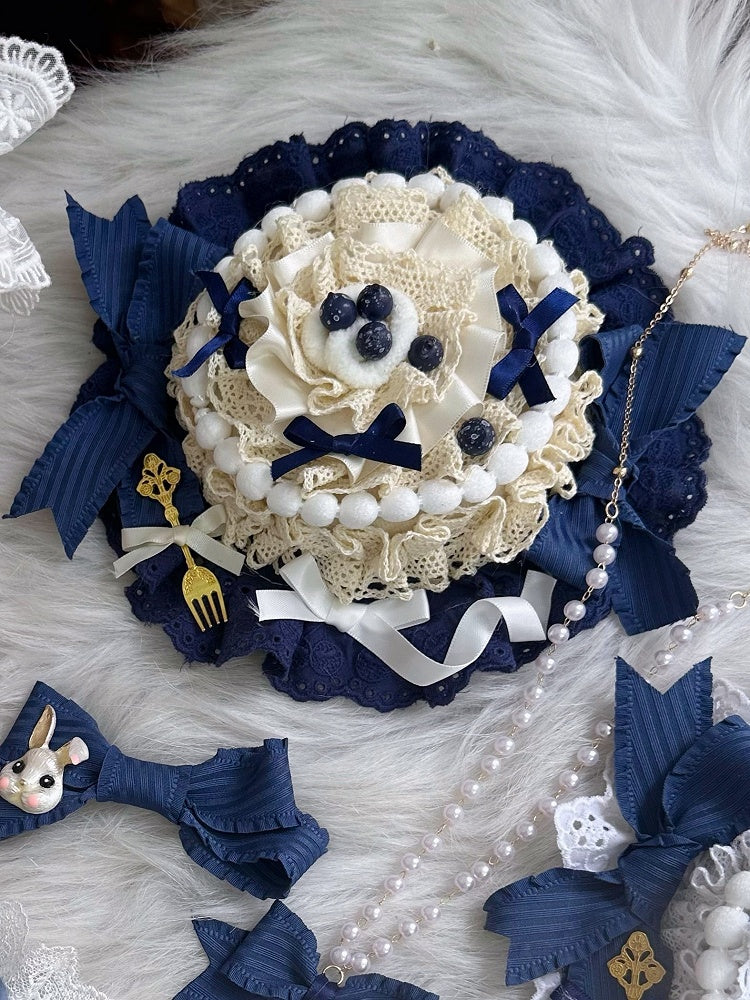 With Cake-Shaped Blueberry Blue Hat Dark Mini Beige Clips