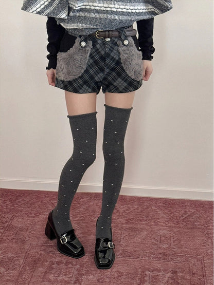 Polka Knit Stockings 5-Color Dot