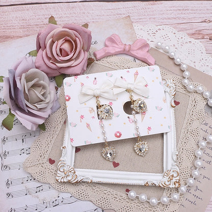 8 Heart Kei Bowknot Jirai Earrings Options Rhinestone Color