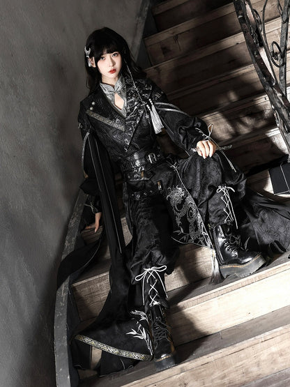 Dragon-Embroidered Han Ensemble with Corset & Trousers - Unknown Star