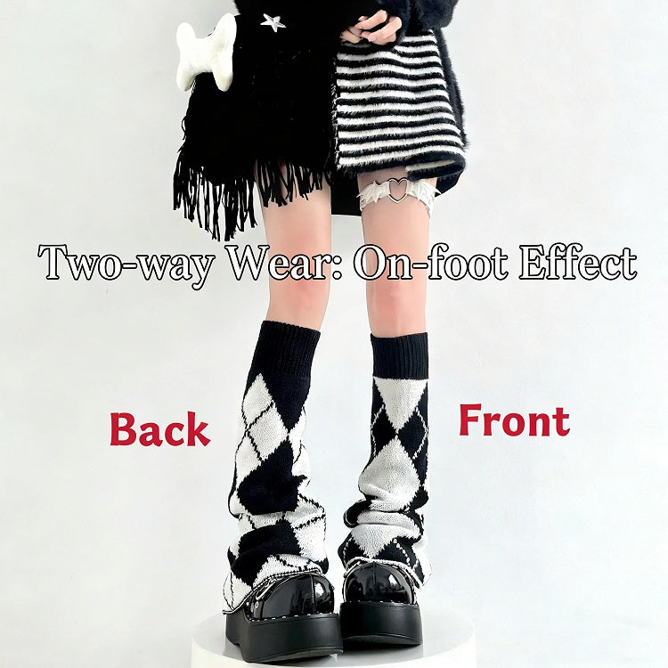 Reversible Two-Way Cable Knit Leg Warmers Kawaii - Two Bear Pink