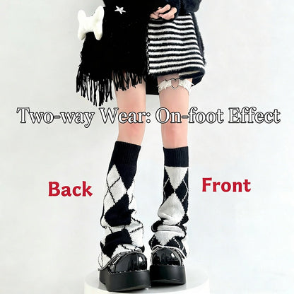 Reversible Two-Way Cable Knit Leg Warmers Kawaii - Two Bear Pink