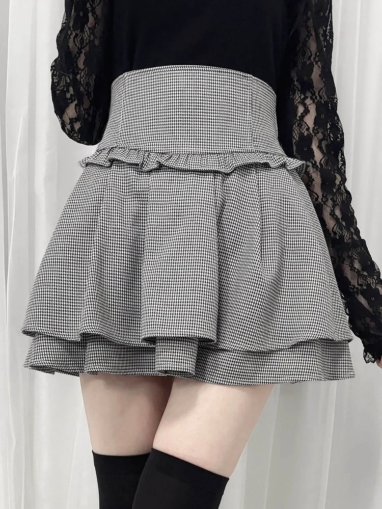 Jirai Black Kei Korsett Taille Doppellagiger Rock Hahnentritt