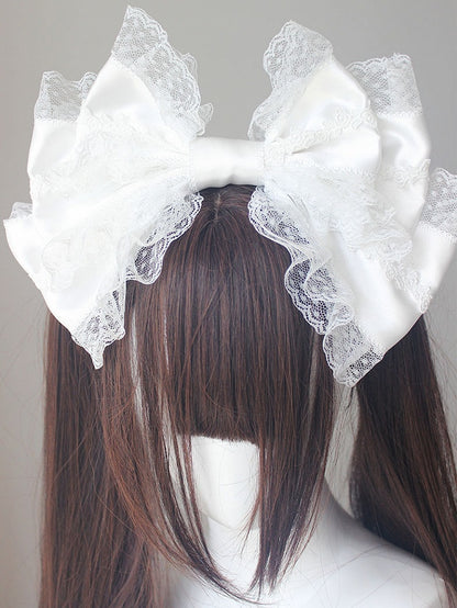 White/Blue/Pink Lace Big KC Bow Trim