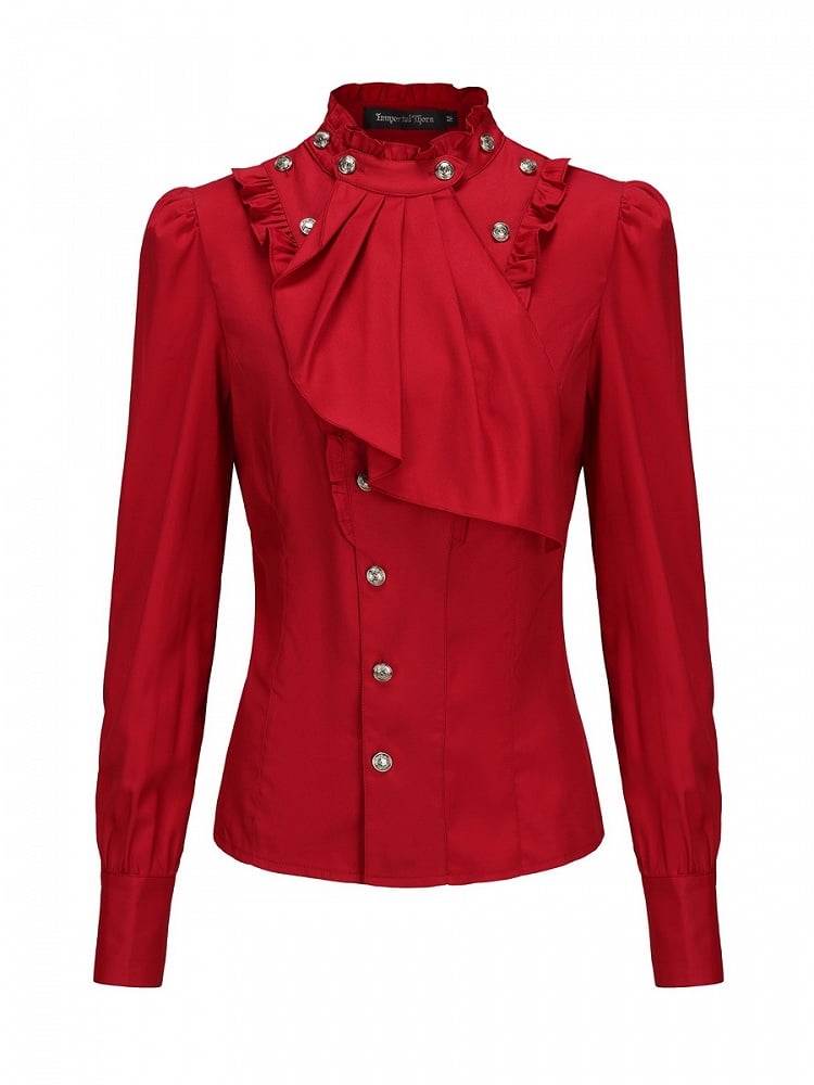 Lolita Rotes Hemd Jabot im Ritterstil Ouji Aristokratenkragen