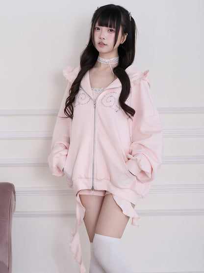 Pink Shorts with Cross-Shaped Rhinestone Design - No Genki