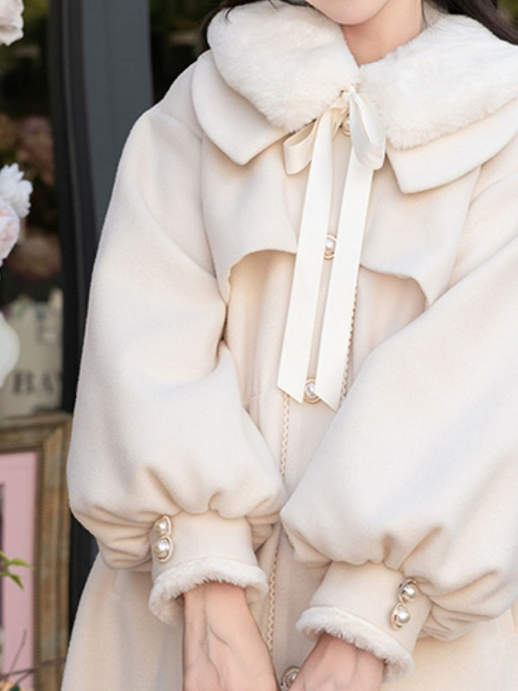 Detachable Collar Regular/Padded Pan Coat White Peter with Plush