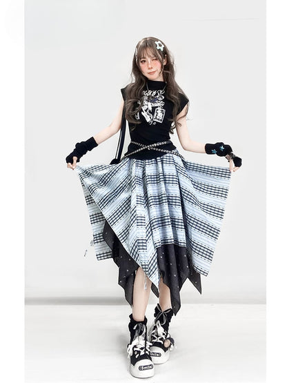 Y2K Schwarzes, Rundhals-Cartoon-Tanktop mit glamouröser, schmaler Passform