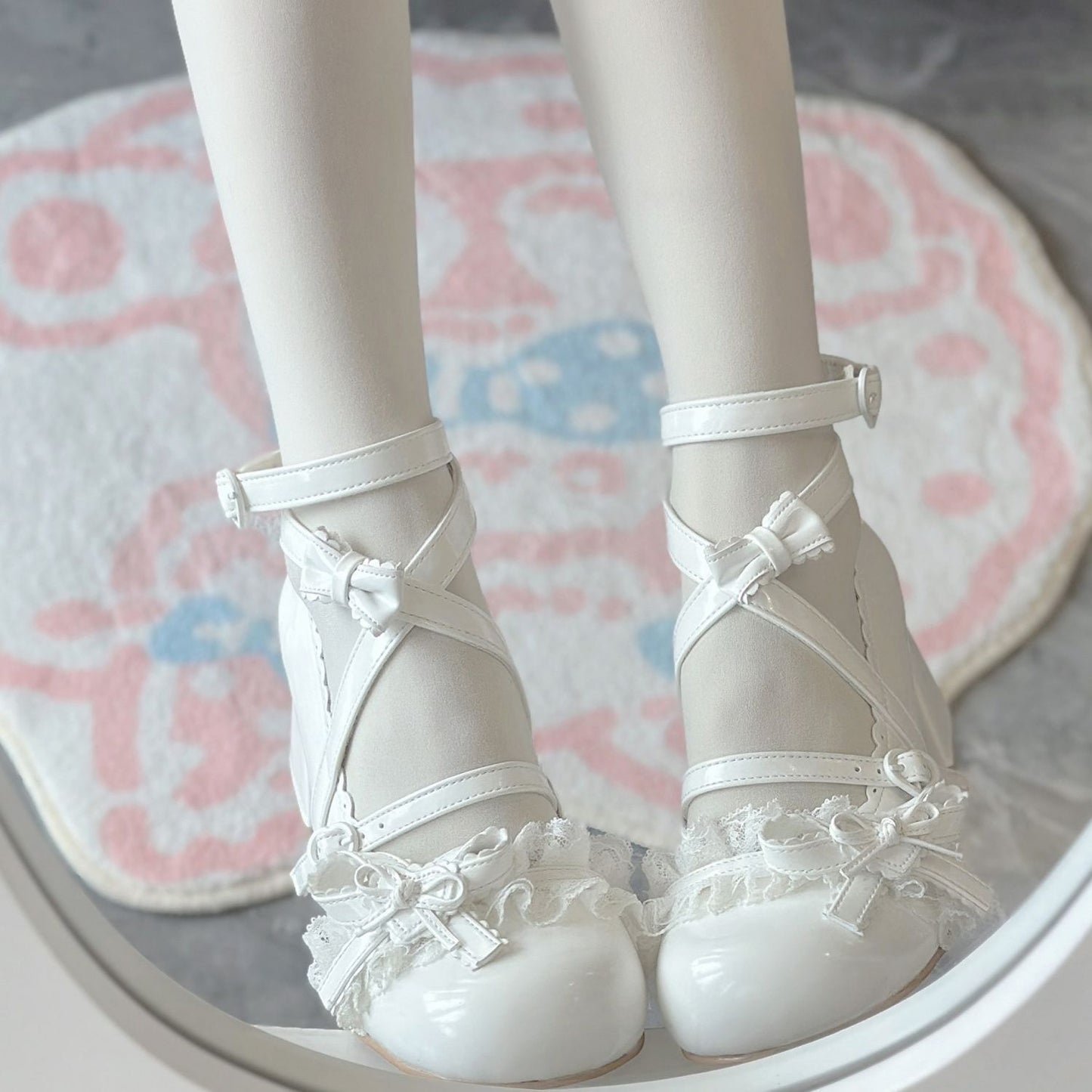 Lolita Mary Jane Mid Heel Shoes – Sweet Original Lolita Floral Bell Pumps
