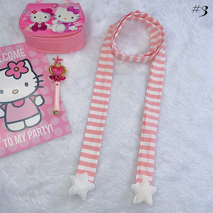 Y2K Plush Star Striped Scarf