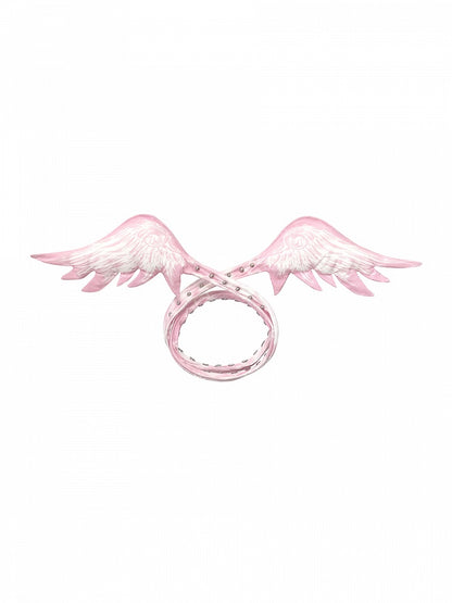 Pink with Choker Detail Angel Studded Wings Outline Chain