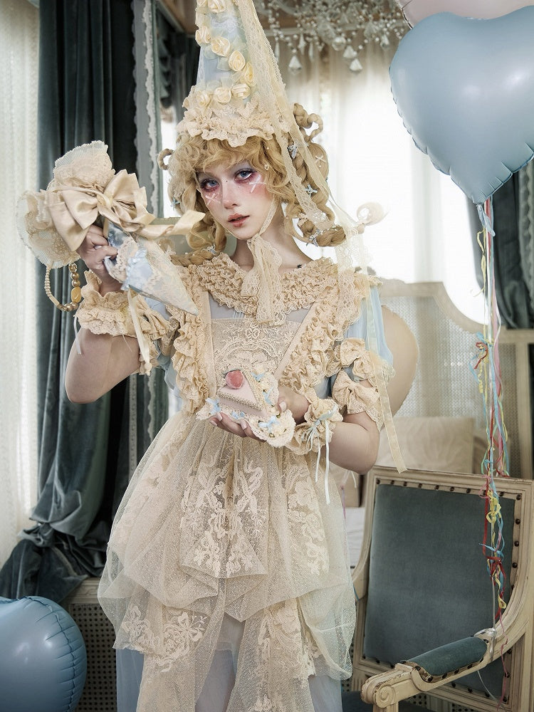 Blue Printed Piping Bag Handbag with Lace - Blood Supply