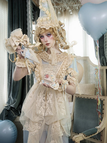Blue Printed Piping Bag Handbag with Lace - Blood Supply